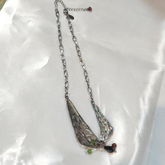 SA Necklace Mosaic Beads Paperclip Silvertone Chain‎ - Picture 4 of 5